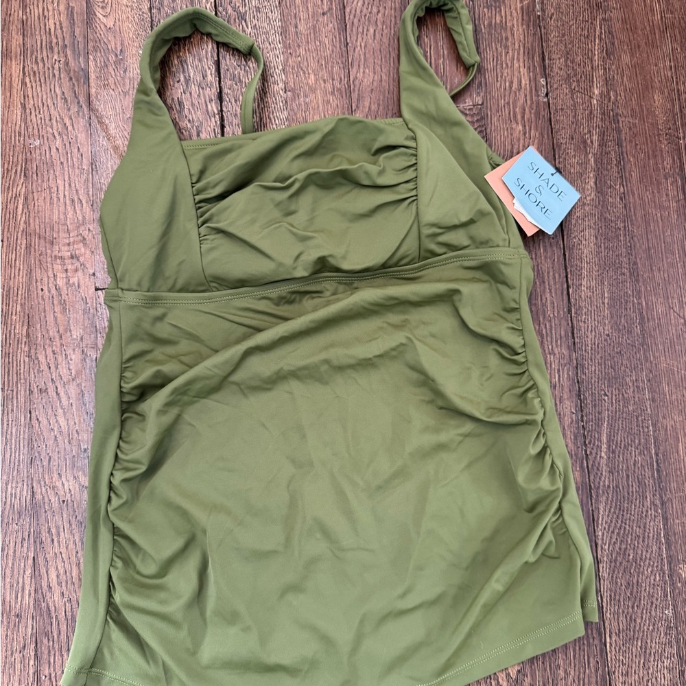 Shade & Shore Olive Green Women’s Tankini Swim Top